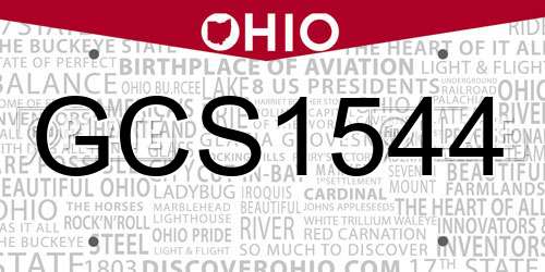 GCS1544 Ohio License Plate