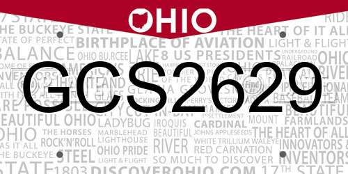 GCS2629 Ohio License Plate