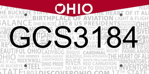 GCS3184 Ohio License Plate