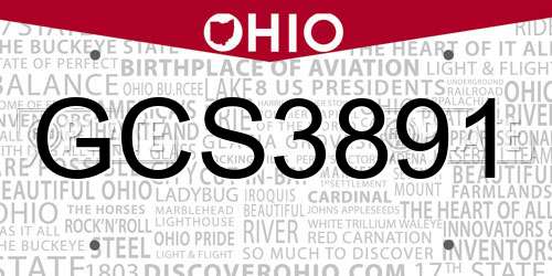 GCS3891 Ohio License Plate