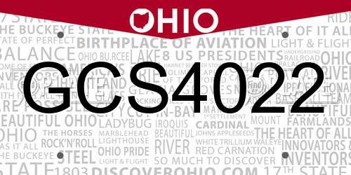 GCS4022 Ohio License Plate