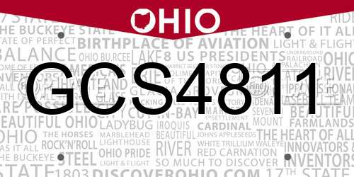 GCS4811 Ohio License Plate