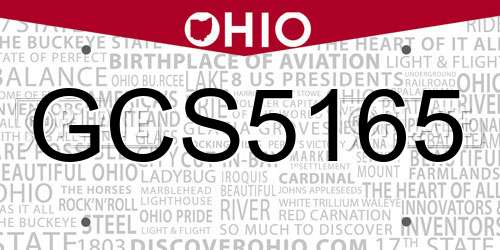 GCS5165 Ohio License Plate