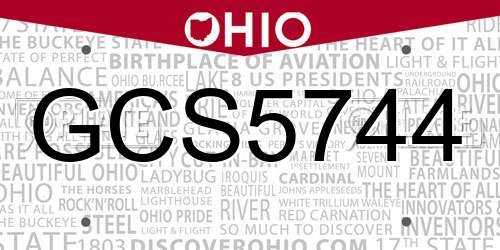 GCS5744 Ohio License Plate