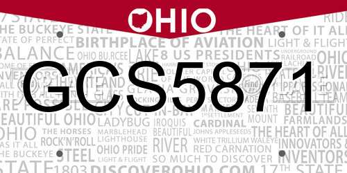 GCS5871 Ohio License Plate