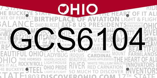 GCS6104 Ohio License Plate
