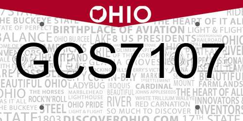 GCS7107 Ohio License Plate