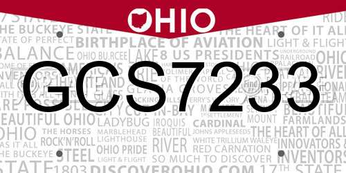 GCS7233 Ohio License Plate