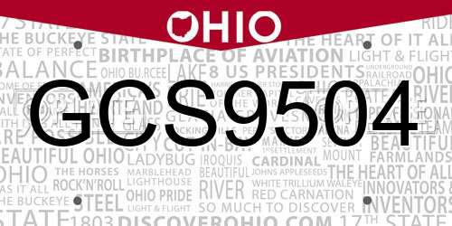 GCS9504 Ohio License Plate