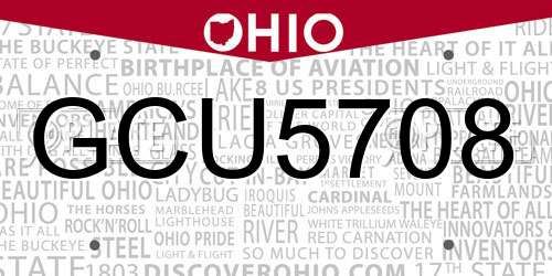 GCU5708 Ohio License Plate