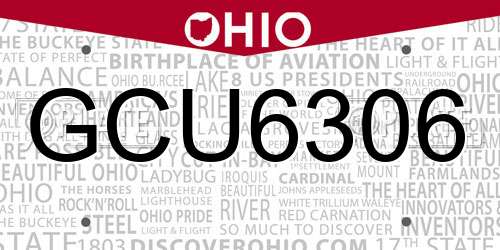 GCU6306 Ohio License Plate