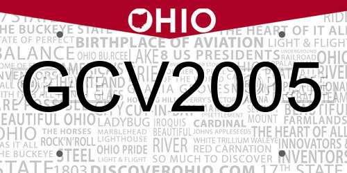 GCV2005 Ohio License Plate