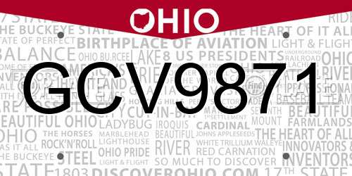 GCV9871 Ohio License Plate