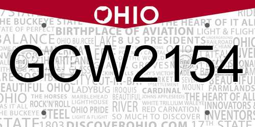 GCW2154 Ohio License Plate