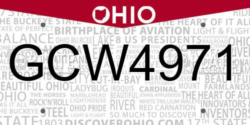 GCW4971 Ohio License Plate
