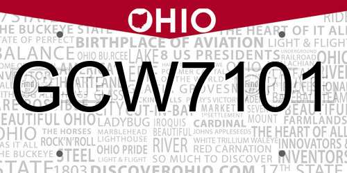 GCW7101 Ohio License Plate