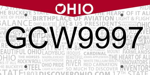 GCW9997 Ohio License Plate