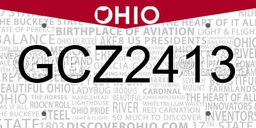 GCZ2413 Ohio License Plate