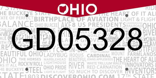 GD05328 Ohio License Plate