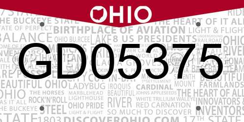 GD05375 Ohio License Plate