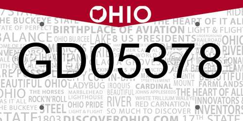 GD05378 Ohio License Plate