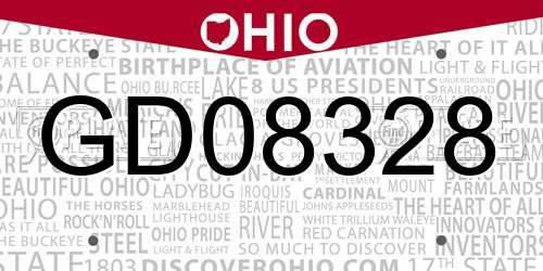 GD08328 Ohio License Plate