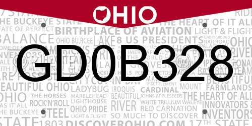 GD0B328 Ohio License Plate