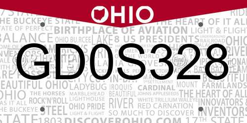 GD0S328 Ohio License Plate