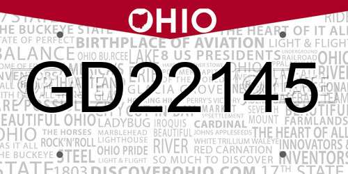 GD22145 Ohio License Plate