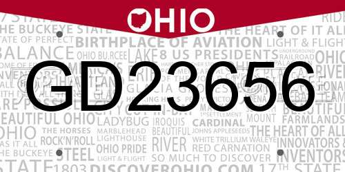 GD23656 Ohio License Plate