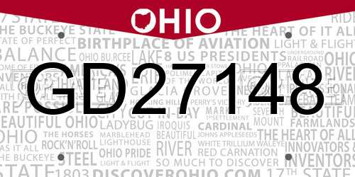 GD27148 Ohio License Plate