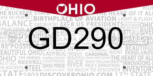 GD290 Ohio License Plate
