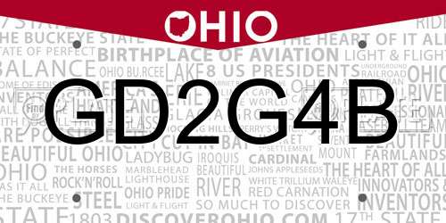 GD2G4B Ohio License Plate