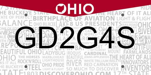 GD2G4S Ohio License Plate
