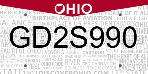 GD2S990 Ohio License Plate
