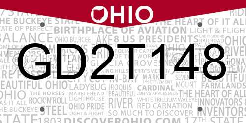 GD2T148 Ohio License Plate