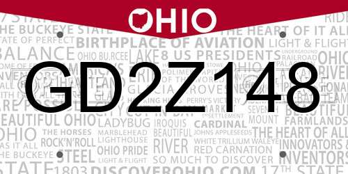 GD2Z148 Ohio License Plate