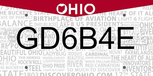 GD6B4E Ohio License Plate