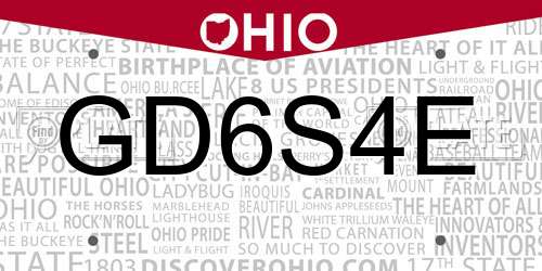 GD6S4E Ohio License Plate