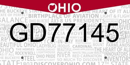 GD77145 Ohio License Plate