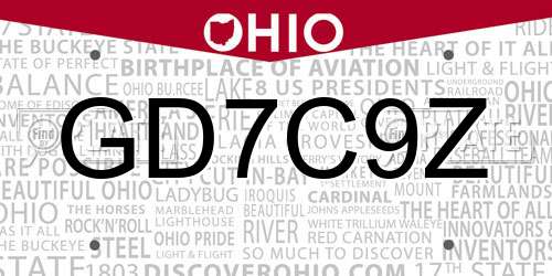 GD7C9Z Ohio License Plate