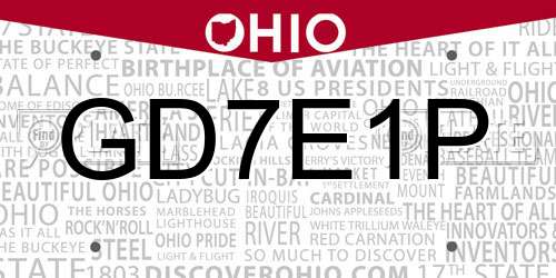 GD7E1P Ohio License Plate