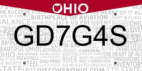 GD7G4S Ohio License Plate