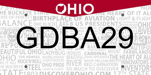 GDBA29 Ohio License Plate
