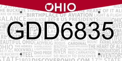 GDD6835 Ohio License Plate