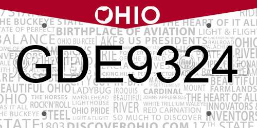 GDE9324 Ohio License Plate