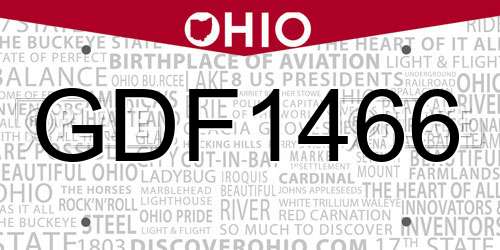 GDF1466 Ohio License Plate