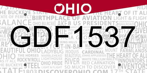 GDF1537 Ohio License Plate