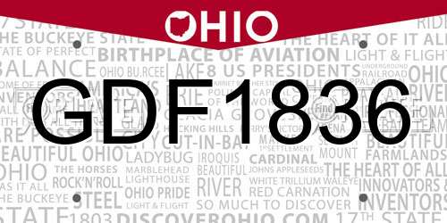 GDF1836 Ohio License Plate