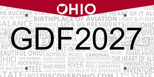 GDF2027 Ohio License Plate
